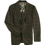 Tallia Mens Slim Fit Wool Blend Print Sport Coat Blazer Green Red 38R